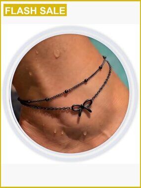 Adjustable Double Layer Anklet Waterproof Stainless Steel Lobster Claw